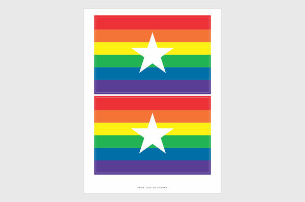 Vietnam LGBTQ Pride Flag Sticker, Weatherproof Vinyl Pride Flag Stickers