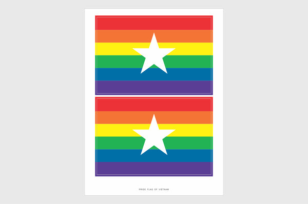 Vietnam LGBTQ Pride Flag Sticker, Weatherproof Vinyl Pride Flag Stickers
