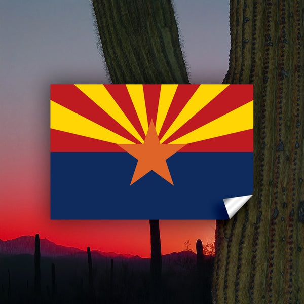 Arizona Flag Sticker, Weatherproof Vinyl Arizona Flag Stickers