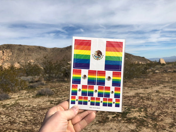 Mexico LGBTQ Pride Flag Sticker, Weatherproof Vinyl Pride Flag Stickers