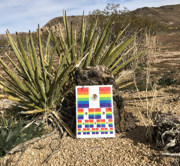 Mexico LGBTQ Pride Flag Sticker, Weatherproof Vinyl Pride Flag Stickers