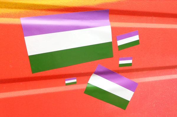Genderqueer Flag Sticker, Weatherproof Vinyl Gender Queer Flag Stickers