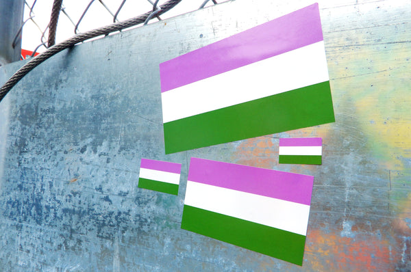 Genderqueer Flag Sticker, Weatherproof Vinyl Gender Queer Flag Stickers