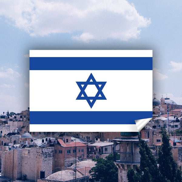 Israel Flag Sticker, Weatherproof Vinyl Israeli Flag Stickers