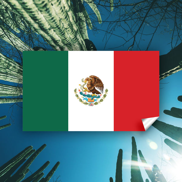Mexico Flag Sticker, Weatherproof Vinyl Mexican Flag Stickers