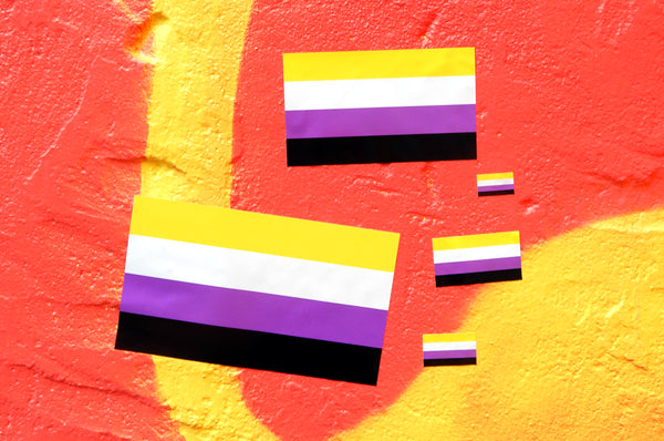 Non Binary Flag Sticker, Weatherproof Vinyl Nonbinary Gender Identity Flag Stickers