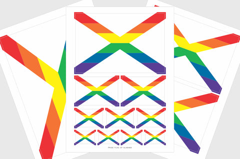 Alabama LGBTQ Pride Flag Sticker, Weatherproof Vinyl Stickers