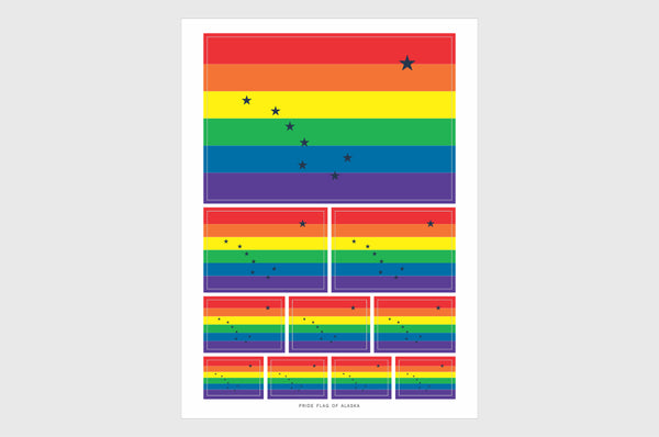 Alaska LGBTQ Pride Flag Stickers, Weatherproof Vinyl Flag Stickers