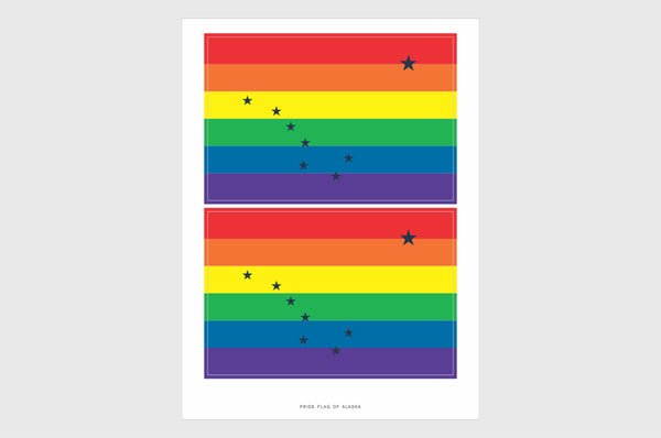 Alaska LGBTQ Pride Flag Stickers, Weatherproof Vinyl Flag Stickers
