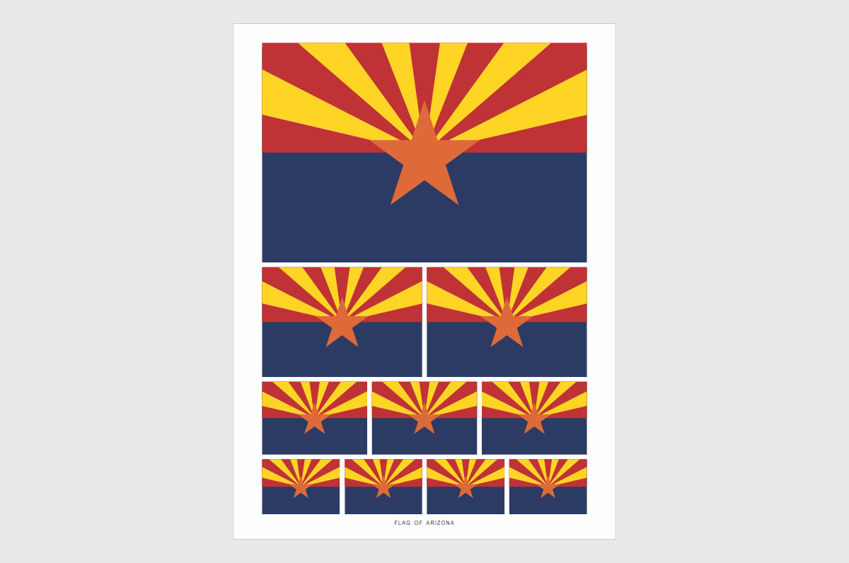 Arizona Flag Sticker, Weatherproof Vinyl Arizona Flag Stickers
