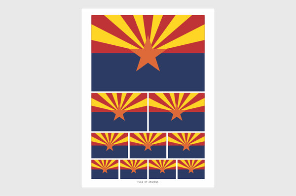 Arizona Flag Sticker, Weatherproof Vinyl Arizona Flag Stickers