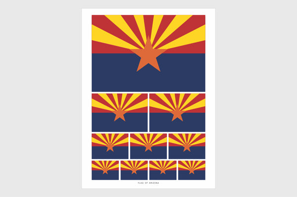 Arizona Flag Sticker, Weatherproof Vinyl Arizona Flag Stickers