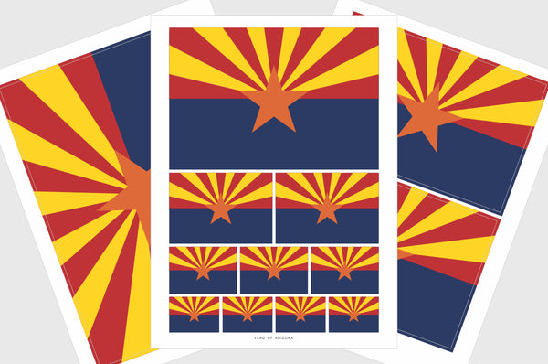 Arizona Flag Sticker, Weatherproof Vinyl Arizona Flag Stickers