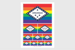 Arkansas LGBTQ Pride Flag Sticker, Weatherproof Vinyl Arkansas Flag Stickers