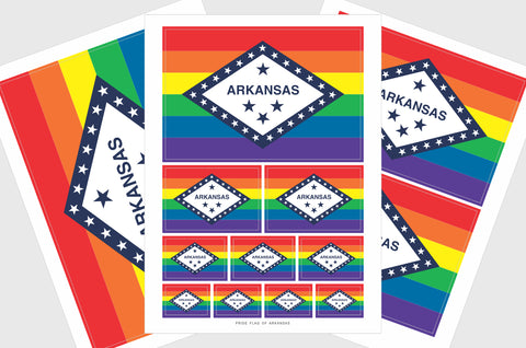Arkansas LGBTQ Pride Flag Sticker, Weatherproof Vinyl Arkansas Flag Stickers
