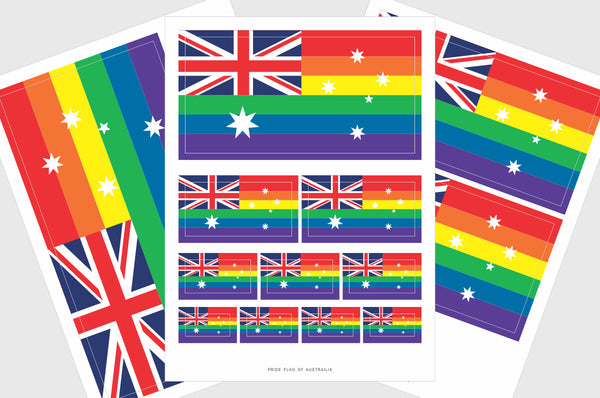 Australia LGBTQ Pride Flag Sticker, Weatherproof Vinyl Australian Flag Stickers