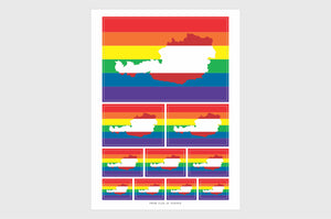 Austria LGBTQ Pride Flag Sticker, Weatherproof Vinyl Austrian Flag Stickers