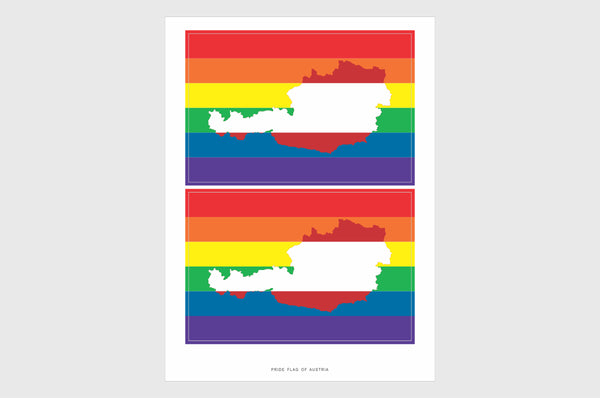 Austria LGBTQ Pride Flag Sticker, Weatherproof Vinyl Austrian Flag Stickers