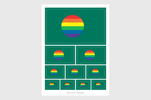 Bangladesh LGBTQ Pride Flag Sticker, Weatherproof Vinyl Bangladeshi Flag Stickers