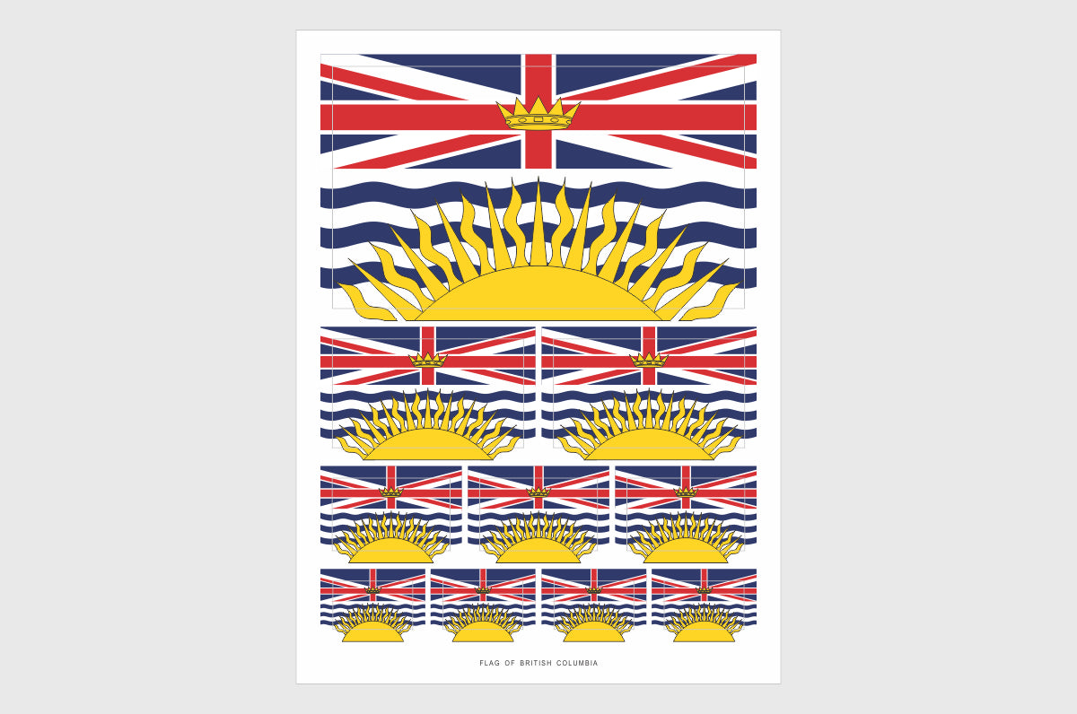 British Columbia Flag Sticker, Weatherproof Vinyl British Columbian Flag Stickers