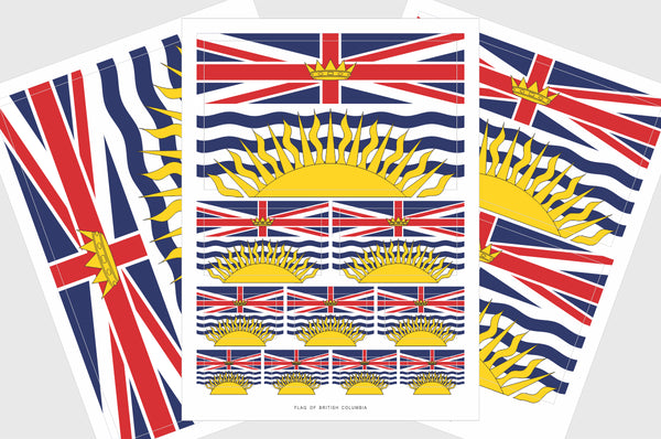 British Columbia Flag Sticker, Weatherproof Vinyl British Columbian Flag Stickers