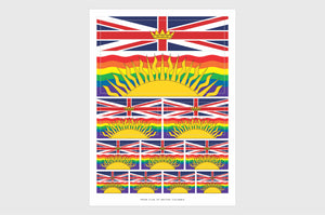 British Columbia LGBTQ Pride Flag Sticker, Weatherproof Vinyl British Columbian Flag Stickers