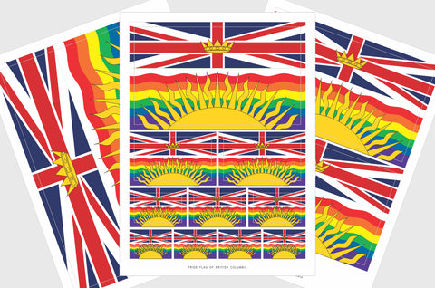 British Columbia LGBTQ Pride Flag Sticker, Weatherproof Vinyl British Columbian Flag Stickers