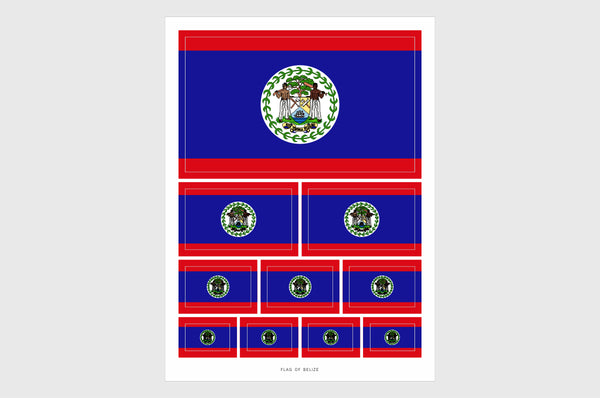 Belize Flag Sticker, Weatherproof Vinyl Belizean Flag Stickers