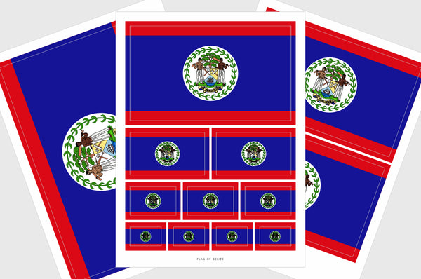 Belize Flag Sticker, Weatherproof Vinyl Belizean Flag Stickers