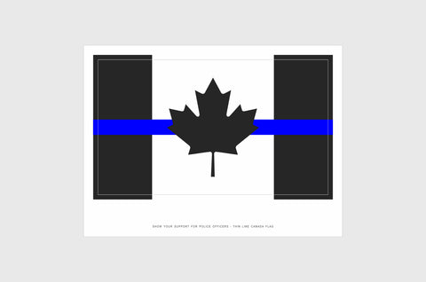 Canadian Thin Blue Line Flag Sticker, Weatherproof Vinyl Canada Flag Stickers