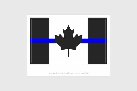 Canadian Thin Blue Line Flag Sticker, Weatherproof Vinyl Canada Flag Stickers