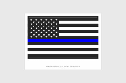 United States, USA Thin Blue Line Flag Stickers