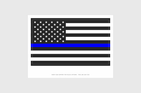 USA Blue Line Flag Sticker, Weatherproof American Flag Stickers