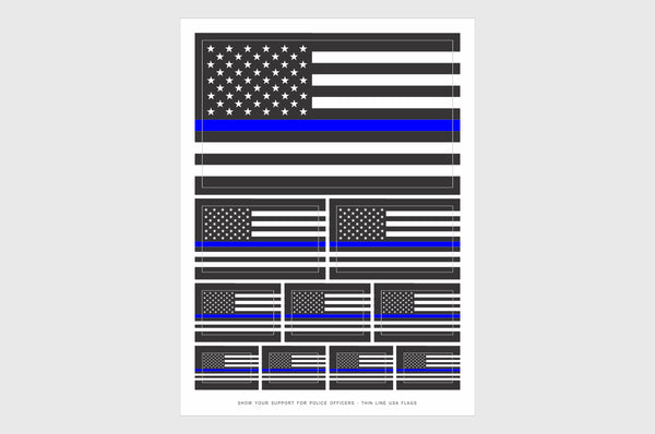 United States, USA Thin Blue Line Flag Stickers