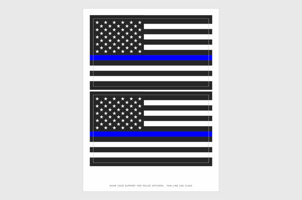 USA Blue Line Flag Sticker, Weatherproof American Flag Stickers