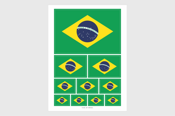 Brazil Flag Sticker, Weatherproof Vinyl Brazilian Flag Stickers