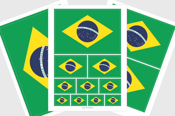 Brazil Flag Sticker, Weatherproof Vinyl Brazilian Flag Stickers