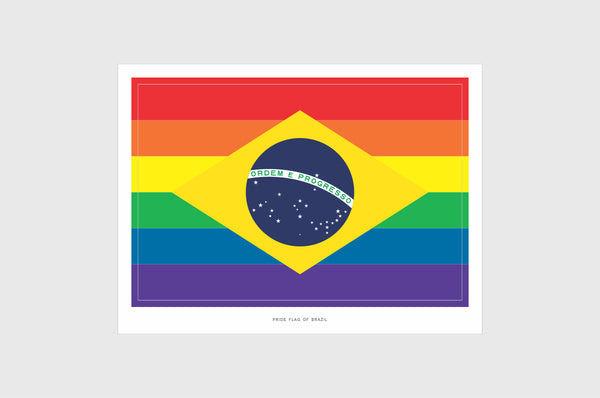 Brazil LGBTQ Pride Flag Sticker, Weatherproof Vinyl Brazilian Flag Stickers