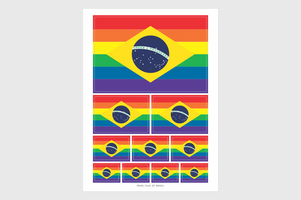 Brazil LGBTQ Pride Flag Sticker, Weatherproof Vinyl Brazilian Flag Stickers