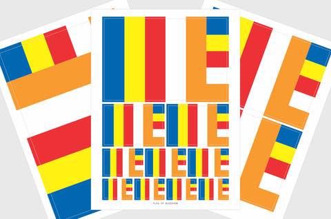 Buddhist Flag Sticker, Weatherproof Vinyl Buddhism Flag Stickers