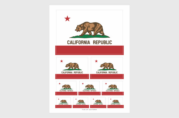 California Flag Sticker, Weatherproof Vinyl California Flag Stickers