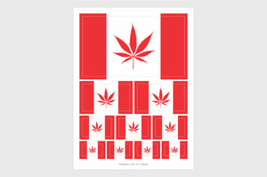 Canada Cannabis Leaf Flag Sticker, Weatherproof Vinyl Canadian Cannabis Leaf Flag Stickers