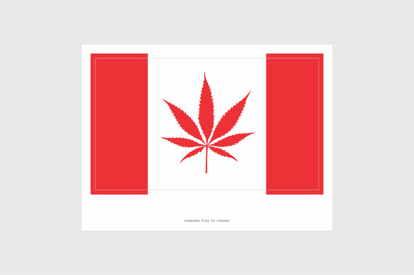 Canada Cannabis Leaf Flag Sticker, Weatherproof Vinyl Canadian Cannabis Leaf Flag Stickers