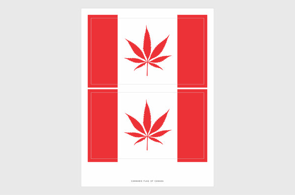 Canada Cannabis Leaf Flag Sticker, Weatherproof Vinyl Canadian Cannabis Leaf Flag Stickers
