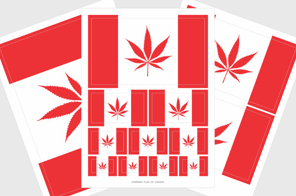 Canada Cannabis Leaf Flag Stickers