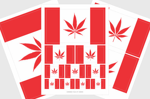 Canada Cannabis Leaf Flag Sticker, Weatherproof Vinyl Canadian Cannabis Leaf Flag Stickers