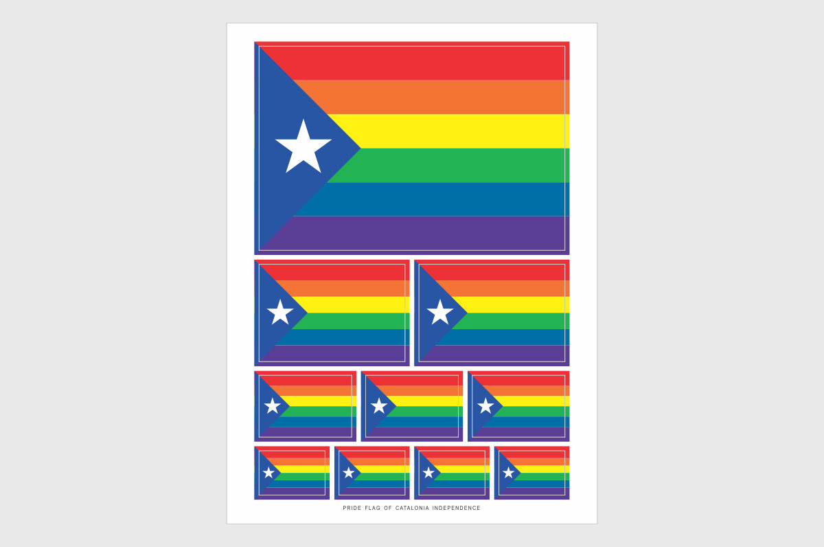 Catalonia LGBTQ Pride Flag Sticker, Weatherproof Vinyl Catalonia Flag Stickers