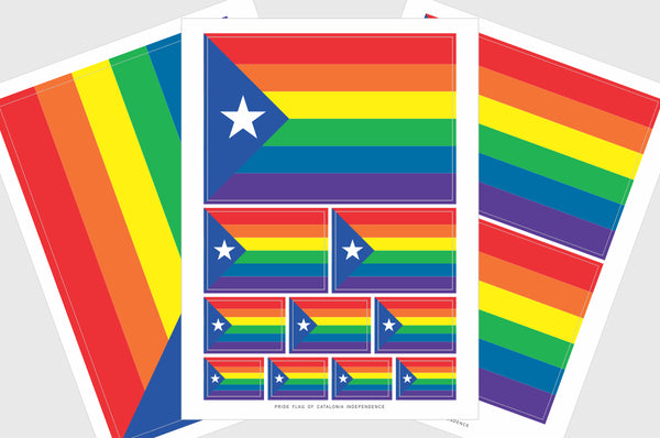 Catalonia LGBTQ Pride Flag Sticker, Weatherproof Vinyl Catalonia Flag Stickers