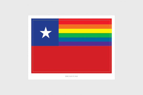 Chile LGBT Gay Pride Flag Sticker, Weatherproof Vinyl Chilean LGBT Flag Stickers