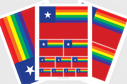 Chile LGBT Gay Pride Flag Sticker, Weatherproof Vinyl Chilean LGBT Flag Stickers